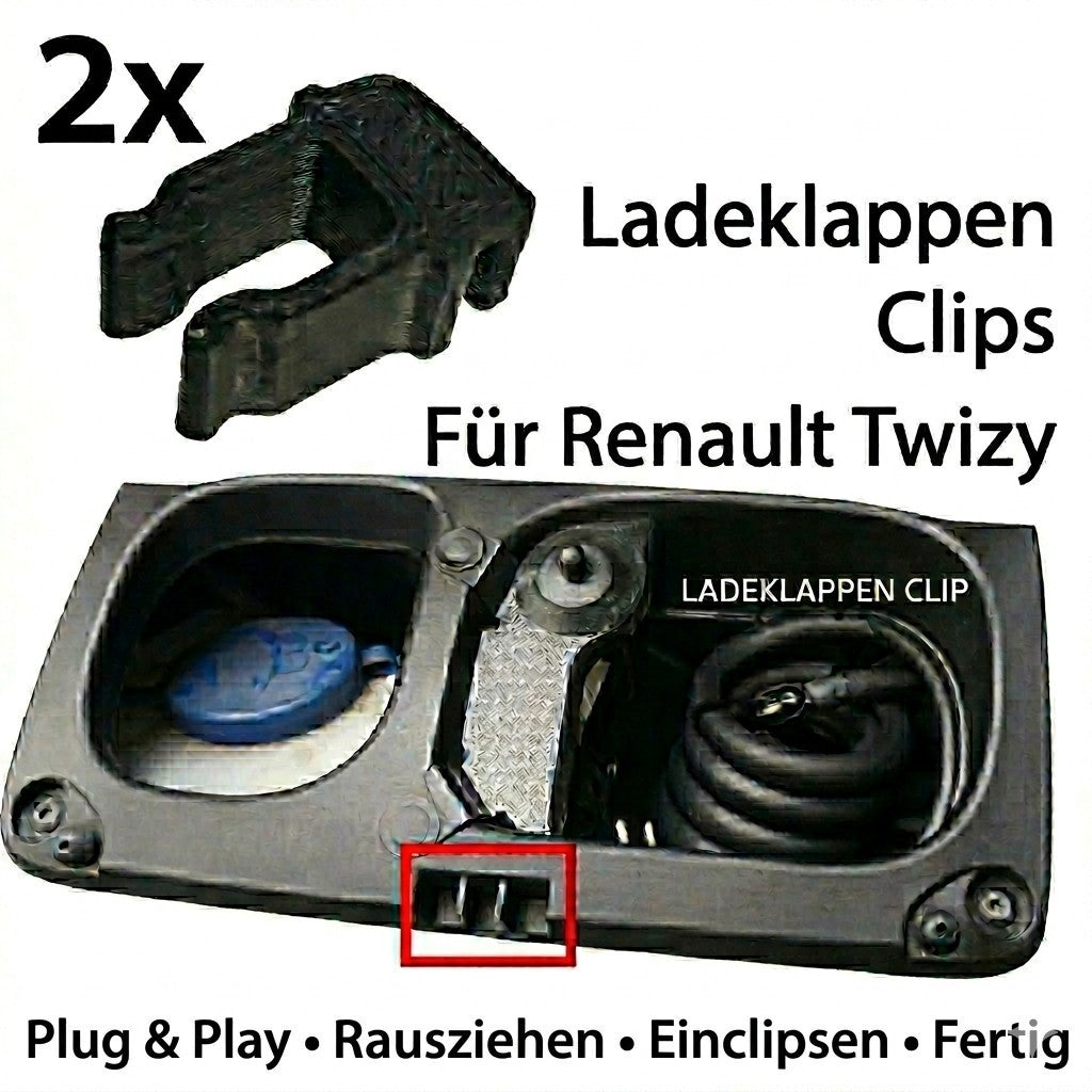 2x Ersatzclip für Ladeklappe Renault Twizy - Verschluss Deckel Vorne Reparatur