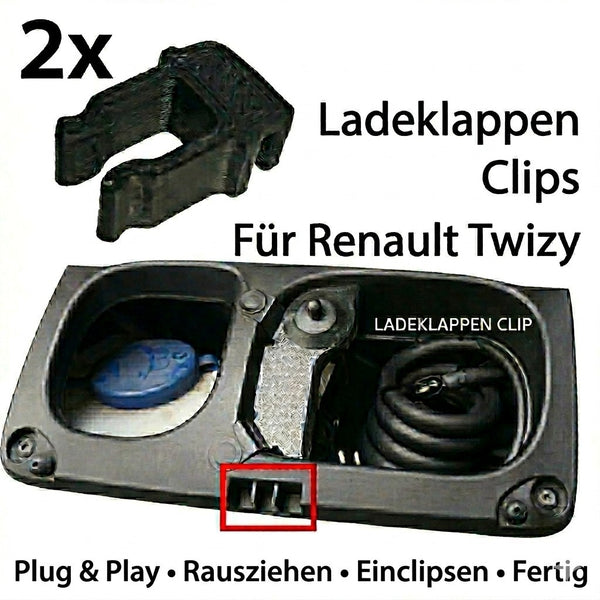 2x Ersatzclip für Ladeklappe Renault Twizy - Verschluss Deckel Vorne Reparatur
