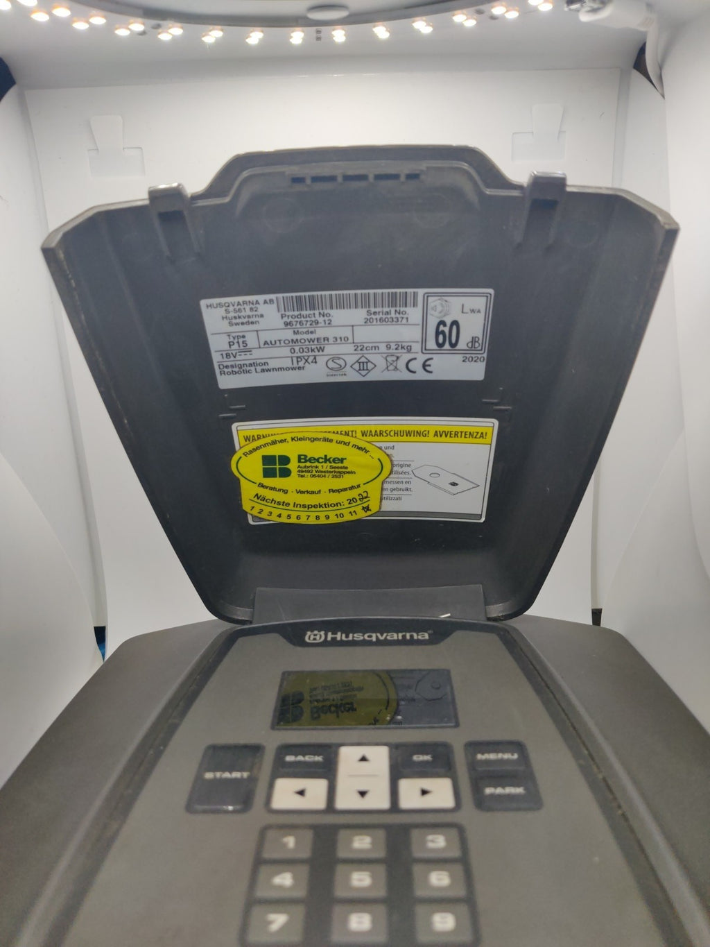 Husqvarna Automower 310 Control Unit with Keypad and Stop Button